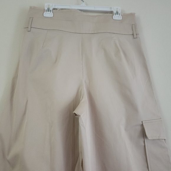 ZARA BELTED high waist GABARDINE PANTS (NWT) beige size L - Picture 9 of 16